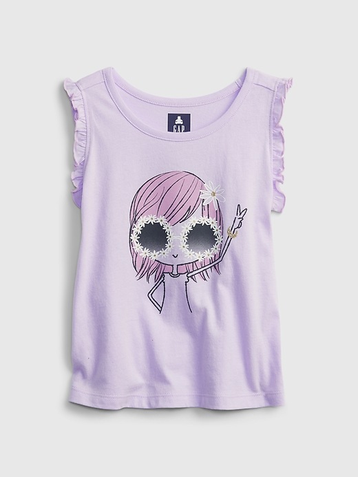 1 of 8 showing, with the color girl of product Toddler 100% Organic Cotton Bea Graphic Mix and Match Tank Top