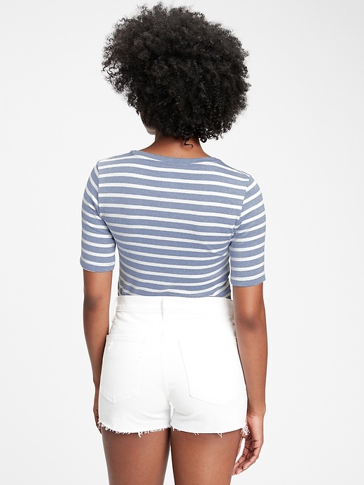 2 of 8 showing, with the color blue & white stripe of product Modern Crewneck T-Shirt