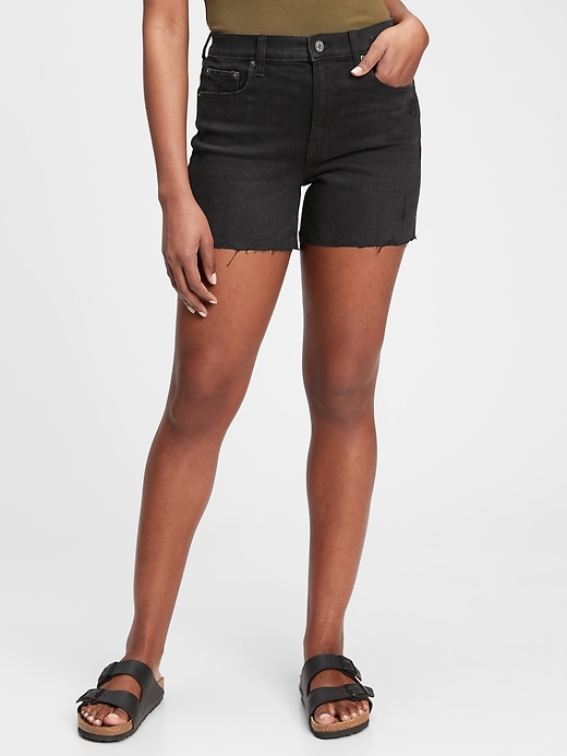 View large product image 1 of 1. 4" High Rise Denim Shorts with Washwell