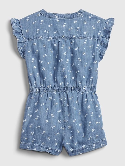 Image number 2 showing, Toddler Floral Print Denim Romper