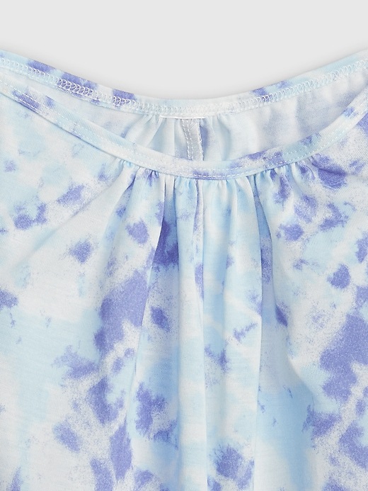 2 of 8 showing, with the color blue tie dye of product Kids 100% Recycled Tie-Dye Print PJ Romper