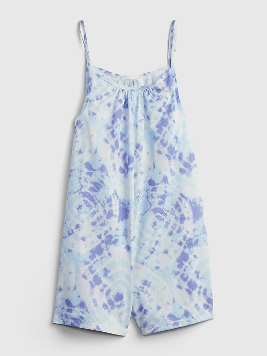1 of 8 showing, with the color blue tie dye of product Kids 100% Recycled Tie-Dye Print PJ Romper