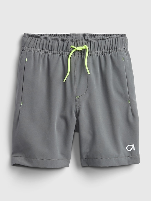 1 of 8 showing, with the color shadow gray of product GapFit Toddler Quick Dry Pull-On Shorts