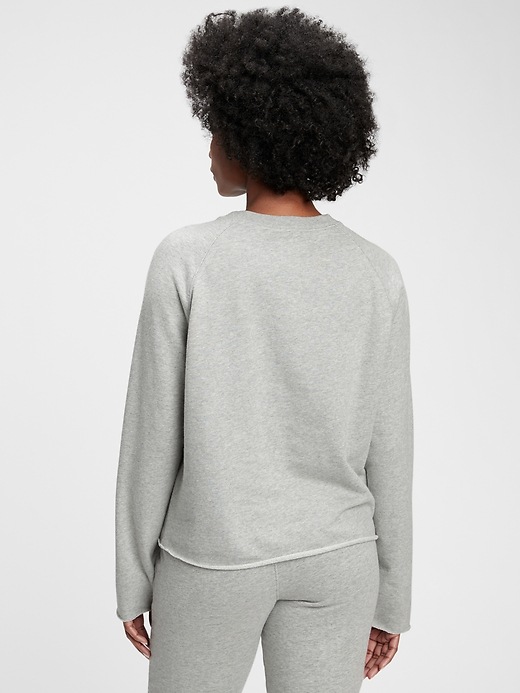 2 of 8 showing, with the color heather grey of product Gap Logo Raw Hem Crewneck Sweatshirt
