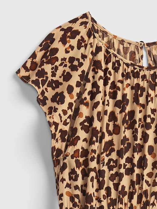 2 of 8 showing, with the color leopard print of product Maternity Smocked Flutter Sleeve Dress