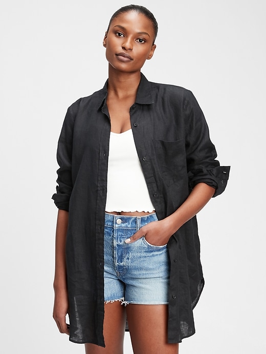 black linen tunic shirt