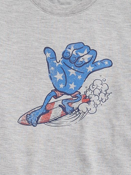 2 of 8 showing, with the color light heather gray of product Kids 100% Recycled USA Graphic PJ Set