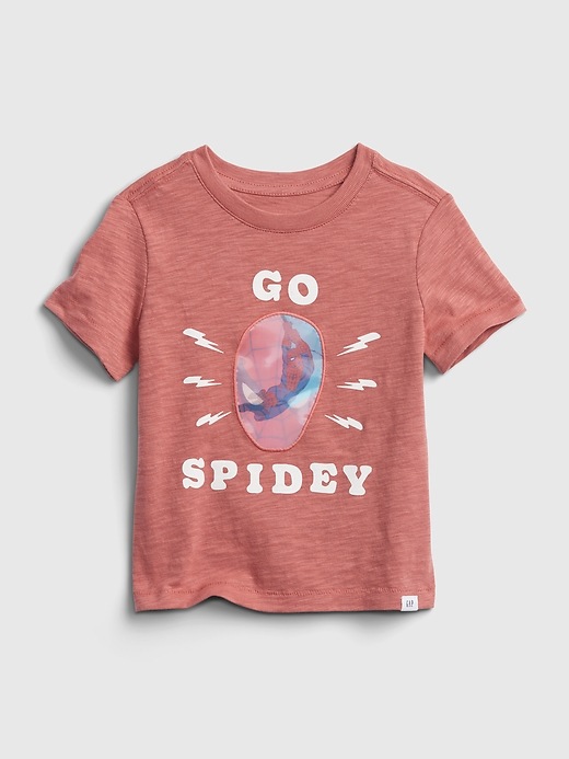 1 of 8 showing, with the color earthenware red of product Baby & Toddler Marvel Hologram Graphic T-Shirt