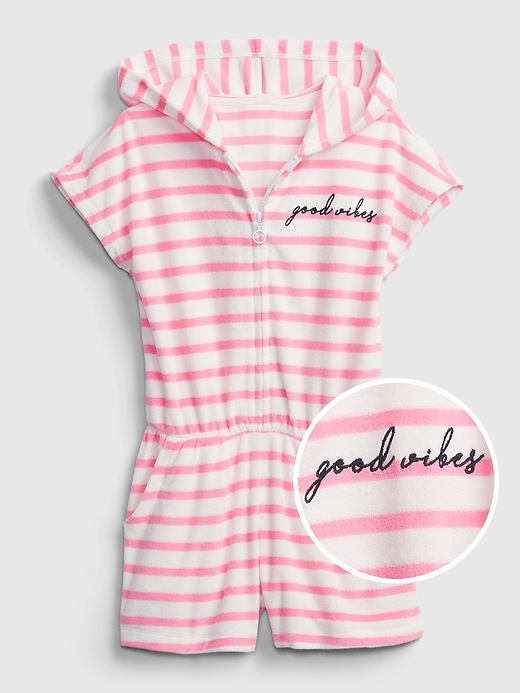 1 of 8 showing, with the color neon impulsive pink of product Kids Swim Coverup Romper