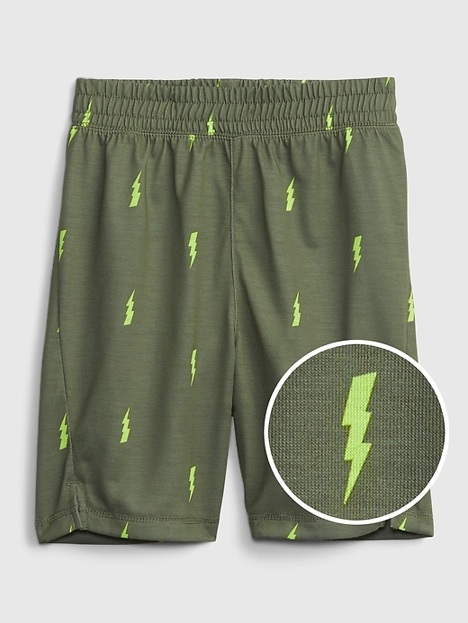1 of 8 showing, with the color green of product Kids Recycled Print Pull-On PJ Shorts