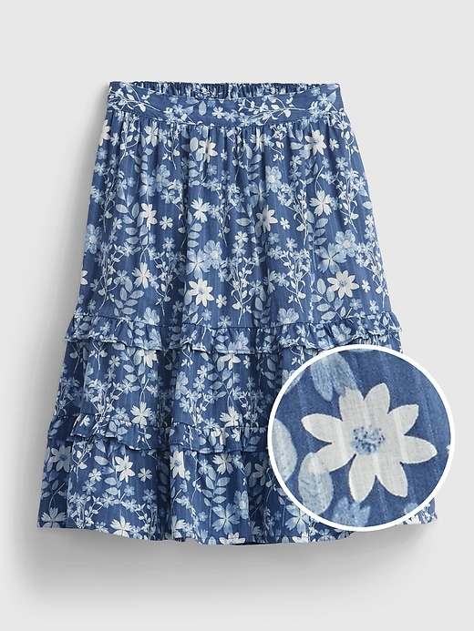 1 of 8 showing, with the color blue floral of product Kids Floral Midi Skirt