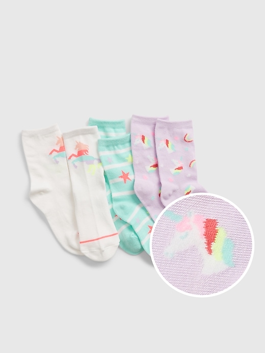 View large product image 1 of 1. Kids Unicorn Socks (3-Pack)