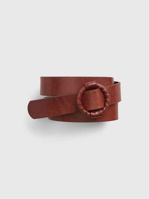 Wrapped Buckle Leather Belt