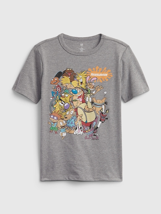 1 of 8 showing, with the color light heather gray of product GapKids &#124 Nickelodeon Graphic Recycled T-Shirt