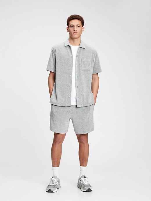 1 of 8 showing, with the color gray heather of product Towel Terry Button-Front Shirt