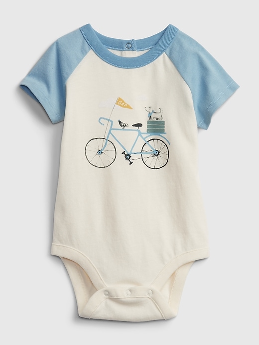 Image number 1 showing, Baby 100% Organic Cotton Bike Graphic Bodysuit