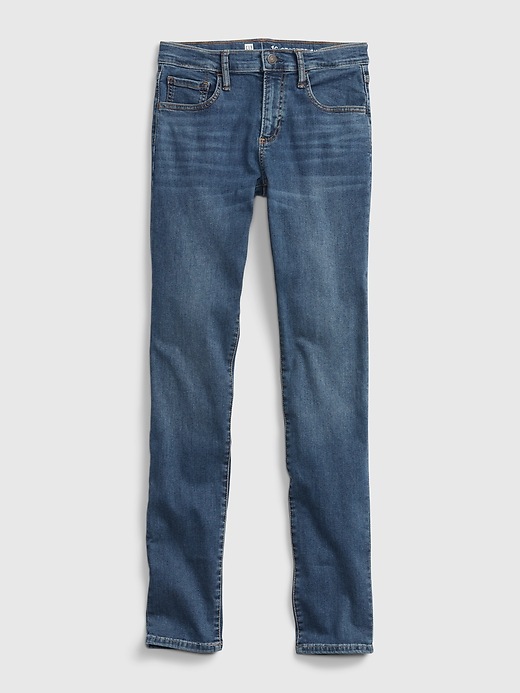 2 of 8 showing, with the color dark wash of product Teen Stacked Ankle Skinny Jeans with Washwell™