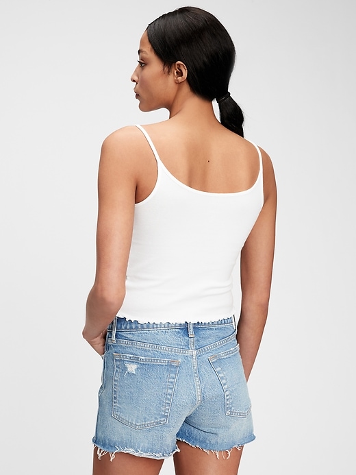 2 of 8 showing, with the color white of product Modern Cropped Lettuce Hem Tank Top