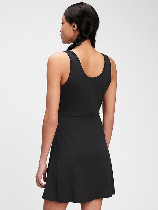 2 of 8 showing, with the color true black of product Modern Sleeveless Fit & Flare Dress