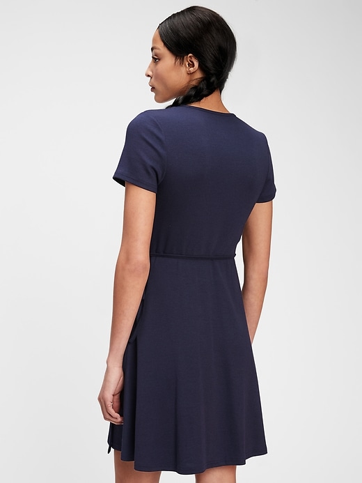 2 of 8 showing, with the color navy blue of product Modern Wrap-Front Dress