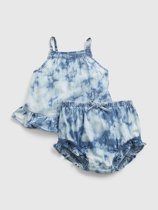 1 of 8 showing, with the color denim 616 of product Baby Tie-Dye Denim Outfit Set
