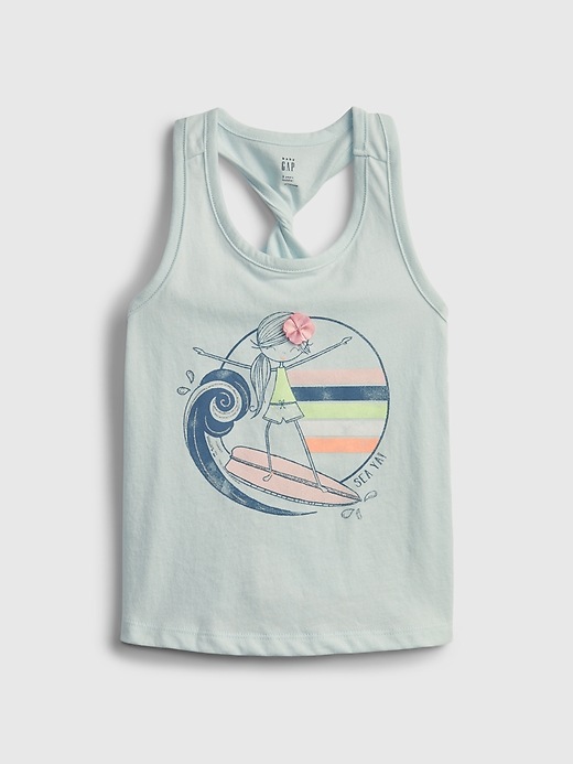 1 of 8 showing, with the color bea graphic blue of product Toddler Bea Graphic Tank Top