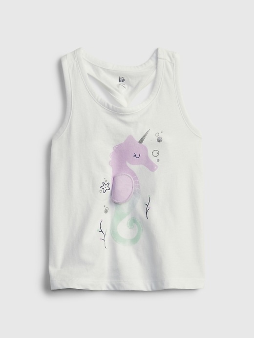 2 of 8 showing, with the color multi seahorse of product Toddler Twist-Back Interactive Graphic Tank Top
