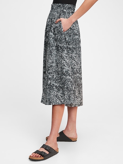 1 of 8 showing, with the color black print of product Pull-On Midi Skirt