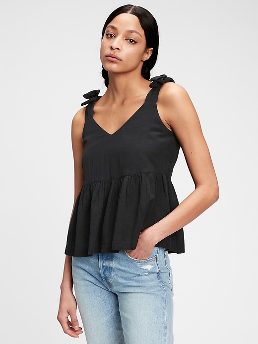 1 of 8 showing, with the color true black of product Shoulder-Tie Tank Top