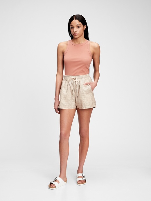 1 of 8 showing, with the color beige leopard print of product Pull-On Shorts