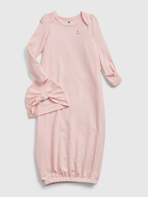 1 of 8 showing, with the color pink cameo of product babyGap First Favorite Sleep Gown with Beanie