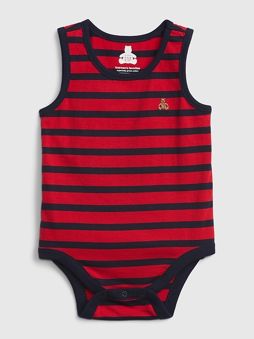 1 of 8 showing, with the color red blue stripe of product Baby 100% Organic Cotton Mix and Match Stripe Bodysuit
