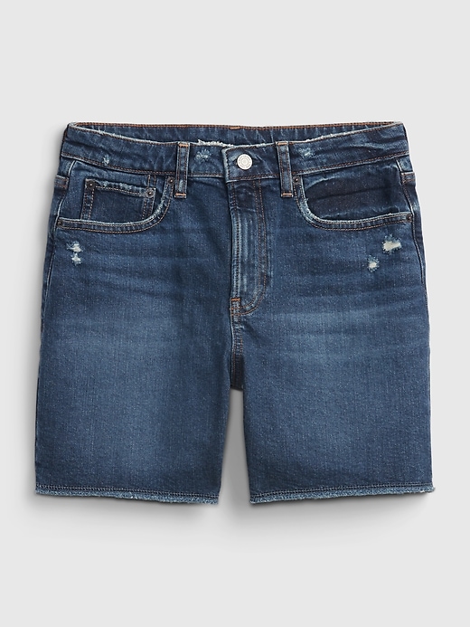 2 of 8 showing, with the color medium wash of product Teen Denim Sky High Rise Midi Shorts with Washwell ™