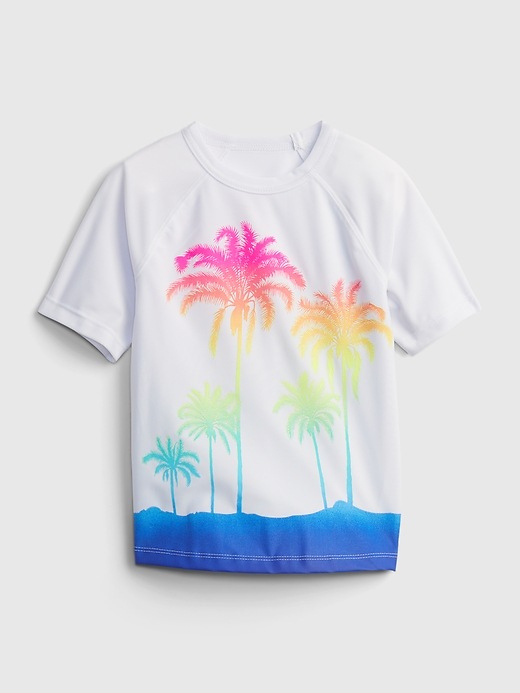 1 of 8 showing, with the color white palm tree of product Toddler Graphic Swim Rash Guard Top