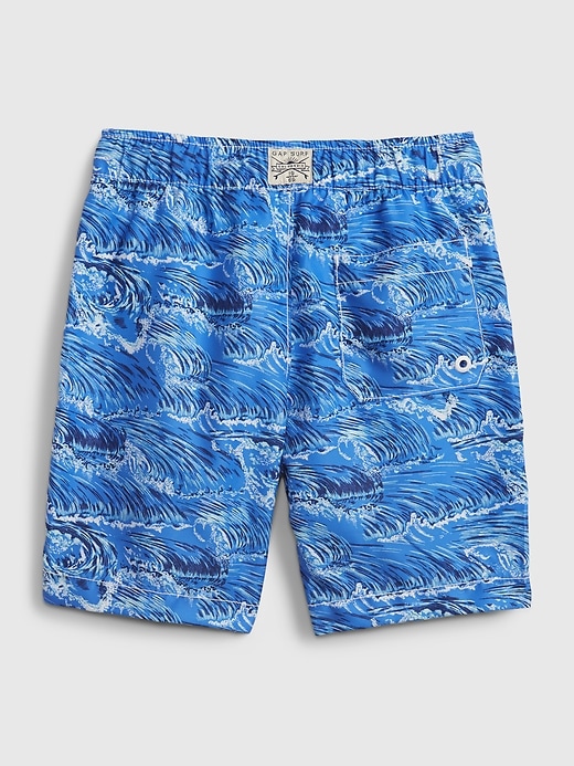 Image number 2 showing, Kids 100% Recycled Wave Graphic Swim Trunks