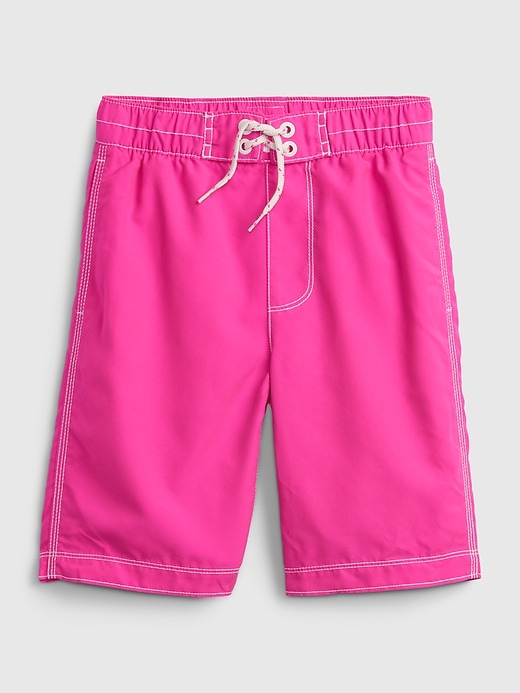 1 of 8 showing, with the color sizzling fuchsia of product Kids 100% Recycled Fuchsia Board Shorts