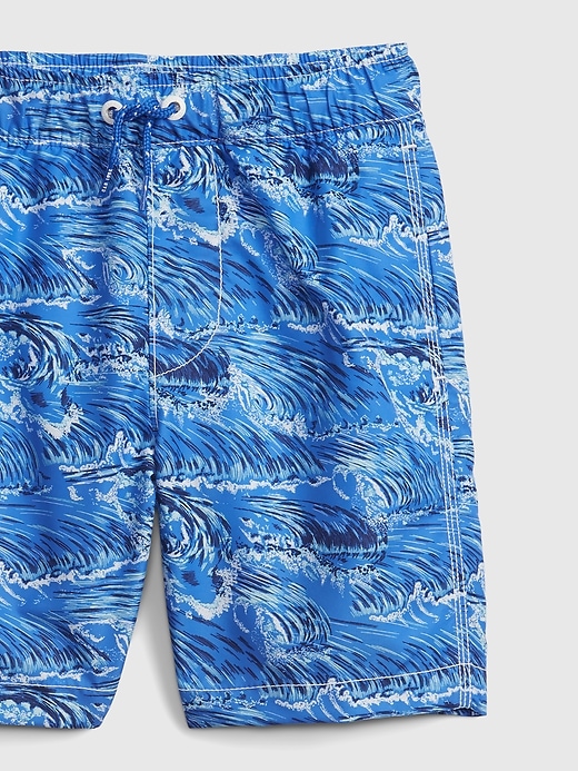 Image number 3 showing, Kids 100% Recycled Wave Graphic Swim Trunks