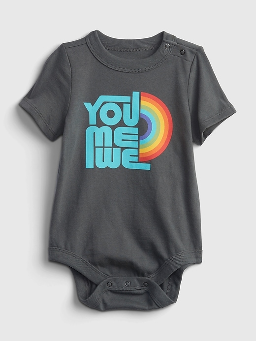 1 of 8 showing, with the color blue slate of product The Gap Collective Pride Baby 100% Organic Cotton Bodysuit