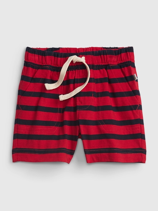 1 of 8 showing, with the color RED BLUE STRIPE of product Baby 100% Organic Cotton Mix and Match Stripe Pull-On Shorts