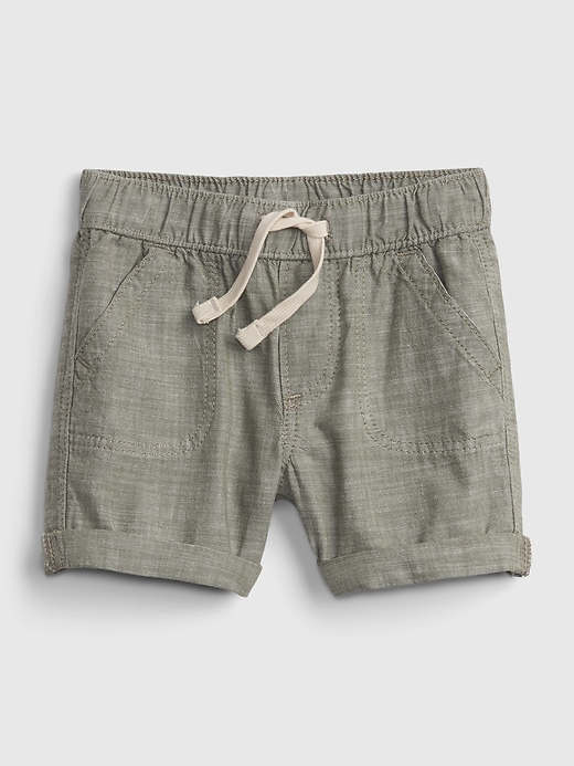 1 of 8 showing, with the color desert cactus of product Baby Chambray Pull-On Shorts