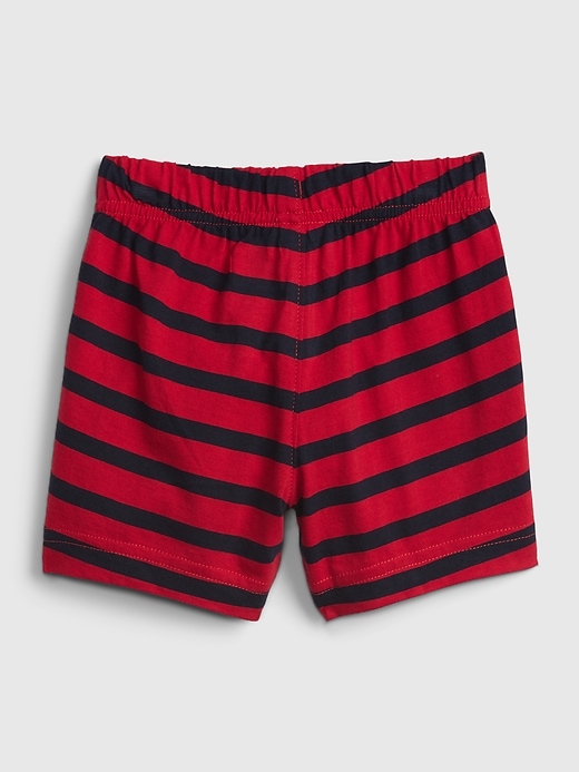 2 of 8 showing, with the color RED BLUE STRIPE of product Baby 100% Organic Cotton Mix and Match Stripe Pull-On Shorts