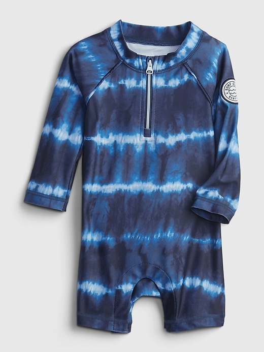 View large product image 1 of 3. Baby Recycled Tie-Dye Print Shorty Swim One-Piece