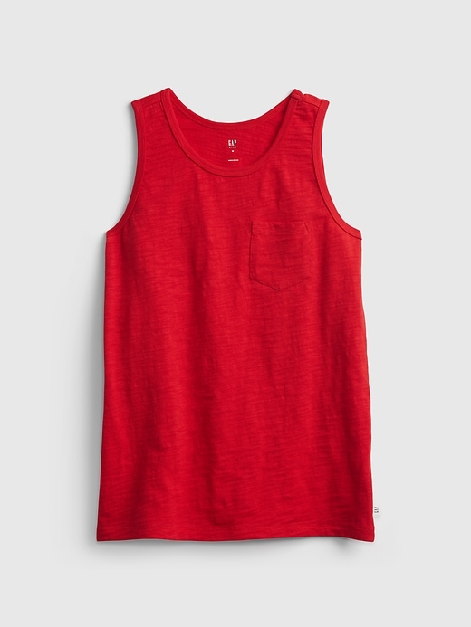 1 of 8 showing, with the color pure red of product Kids Pocket Tank Top
