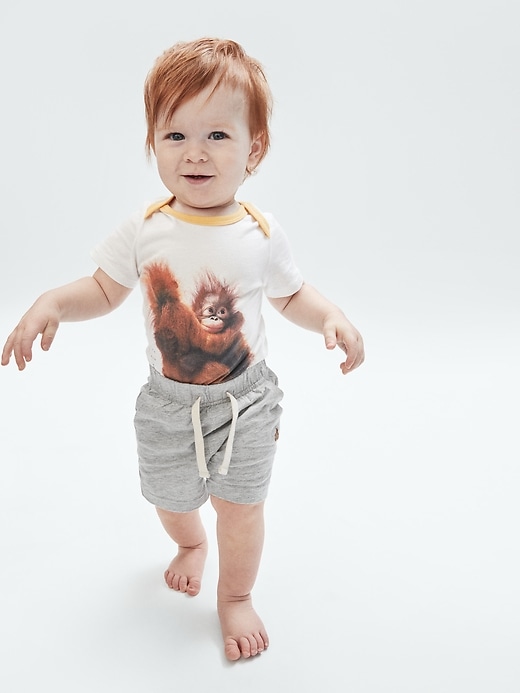 2 of 8 showing, with the color light heather grey of product Baby 100% Organic Cotton Mix and Match Pull-On Shorts