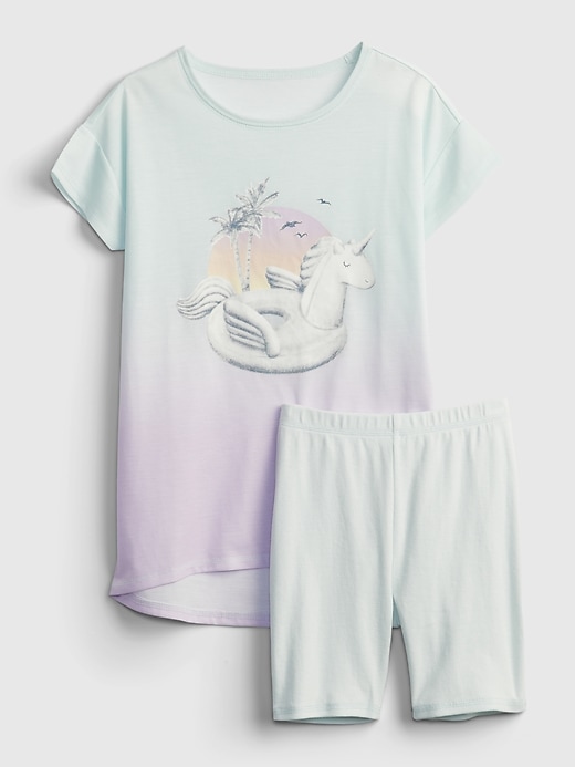 Image number 1 showing, Kids 100% Recycled Unicorn Graphic PJ Set