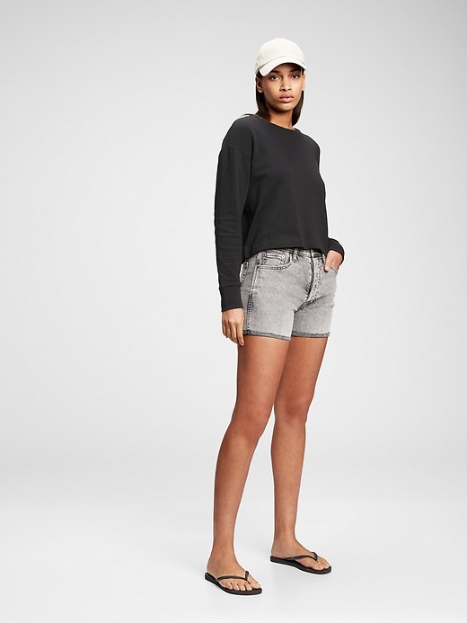 1 of 8 showing, with the color grey acid wash of product 3" High Rise Cheeky Shorts with Washwell™