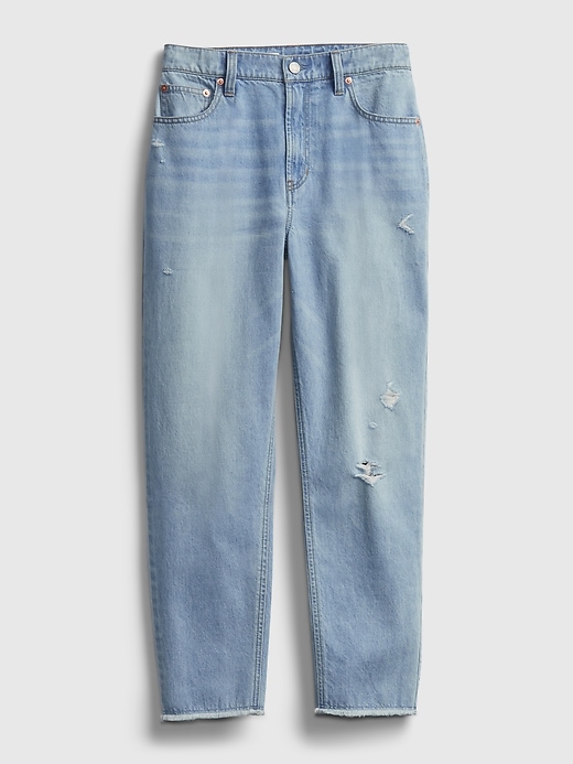 2 of 8 showing, with the color medium wash of product Teen Distressed Sky High-Rise Mom Jeans