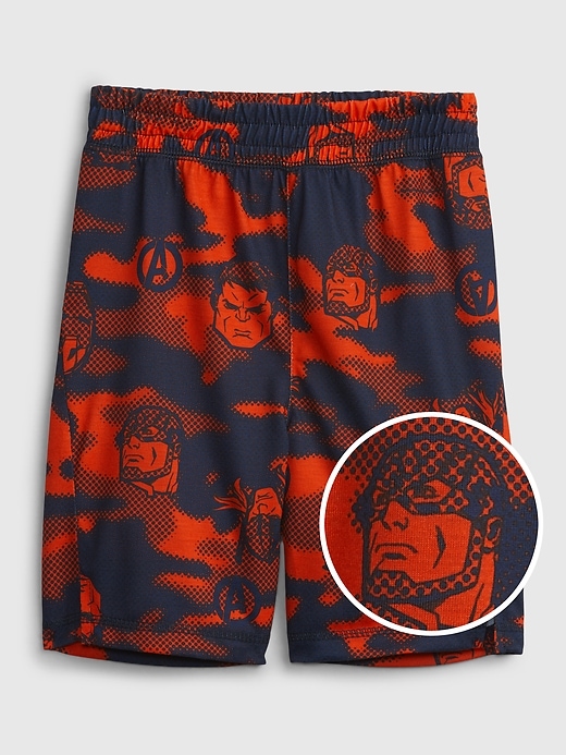 1 of 8 showing, with the color orange pop of product GapKids &#124 Marvel Avengers Graphic Recycled Pull-On PJ Shorts