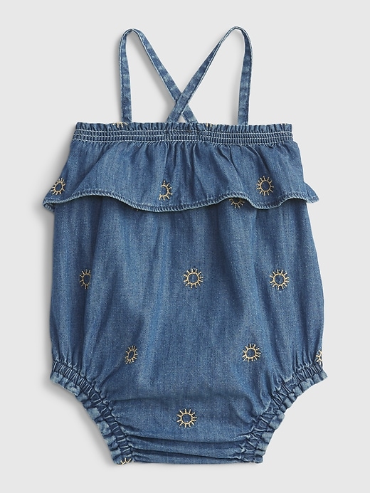 2 of 8 showing, with the color denim 616 of product Baby Denim Bubble One-Piece