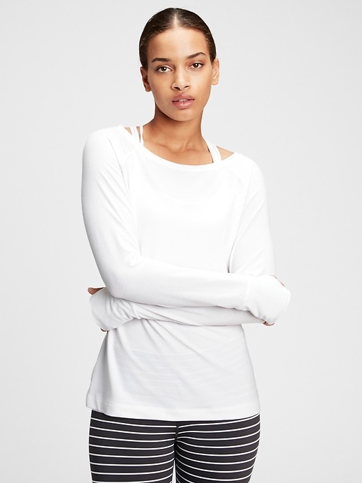 1 of 8 showing, with the color white of product GapFit Breathe Boatneck T-Shirt